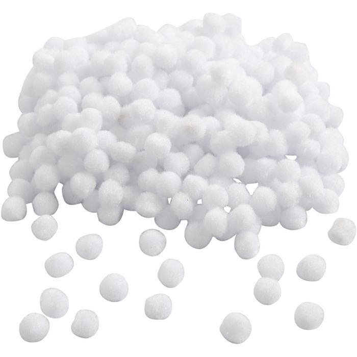 Pomponer, dia. 10 mm, hvit, 450 stk./ 1 pk.