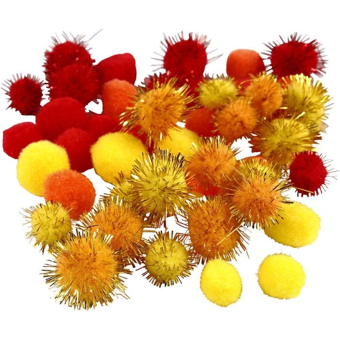 Dusker, dia. 15+20 mm, orange, rød, gul, 48 ass./ 1 pk.