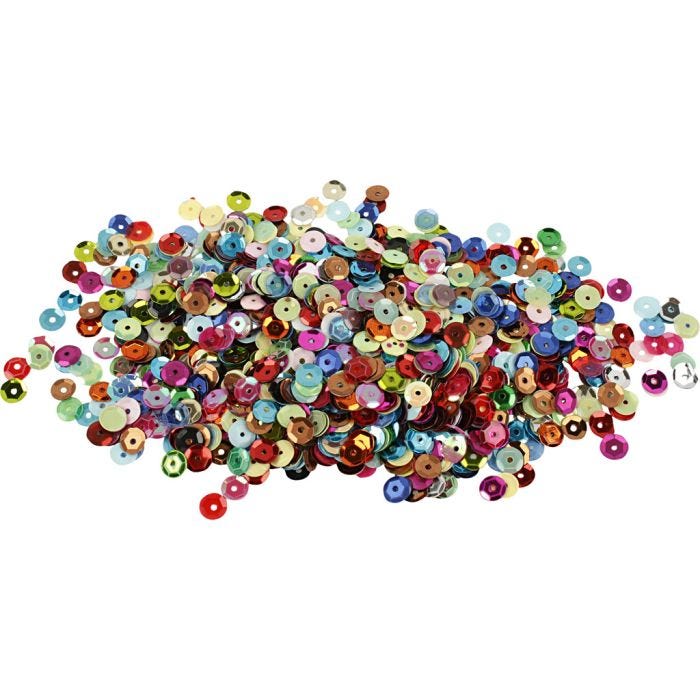 Paljetter, runde, str. 6 mm, 100 g/ 1 pk.