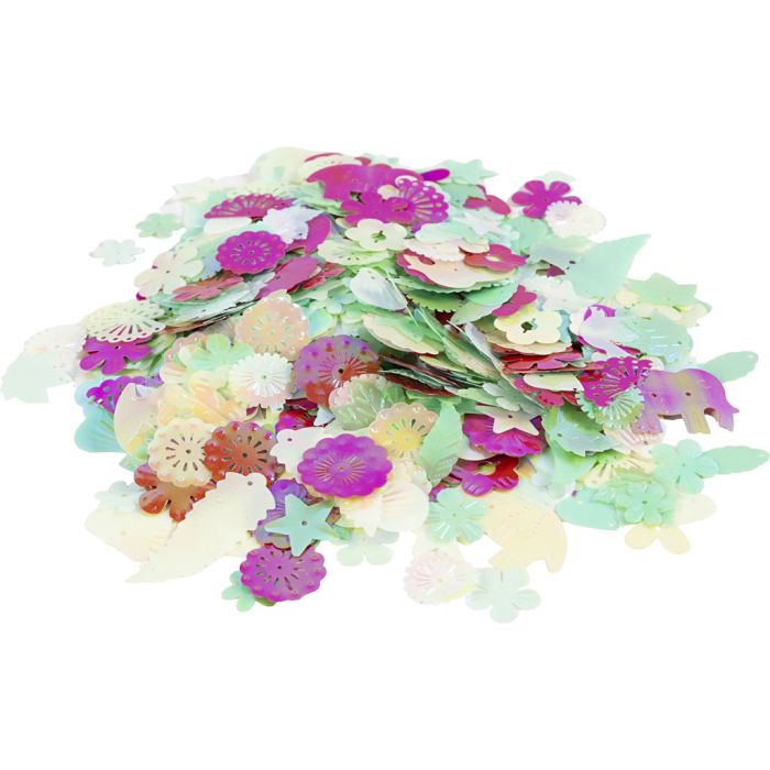 Paljetter, str. 15-45 mm, perlemorsfarger, 400 g/ 1 pk.