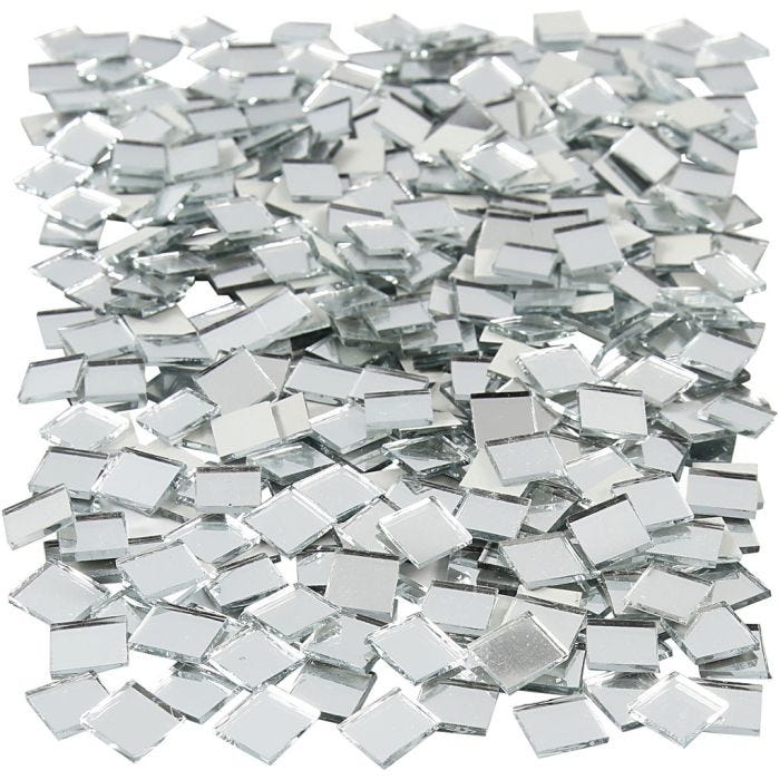 Speilmosaikk, str. 10x10 mm, tykkelse 2 mm, 500 stk./ 1 pk.