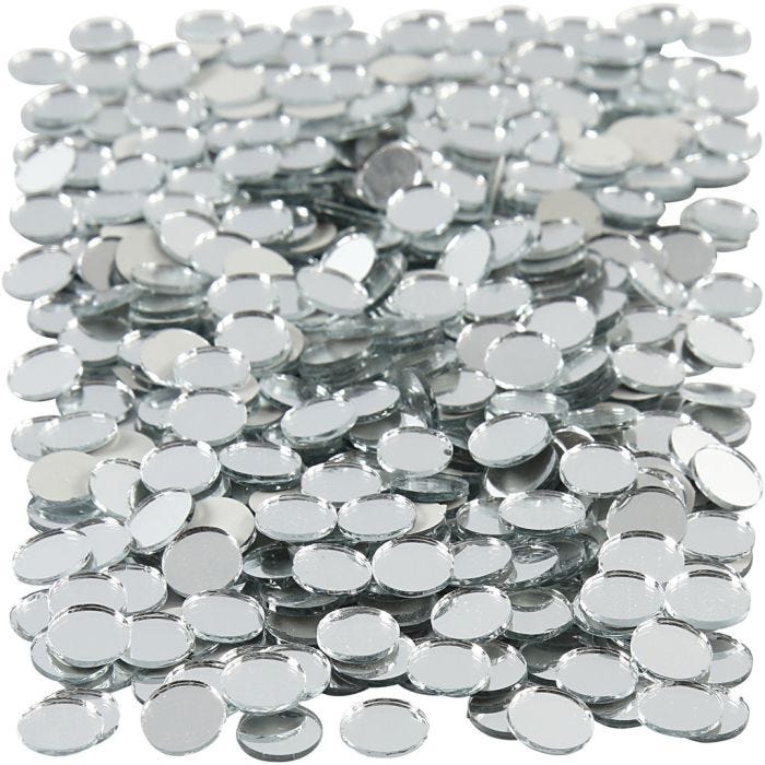 Speilmosaikk, rund, dia. 10 mm, tykkelse 2 mm, 500 stk./ 1 pk.