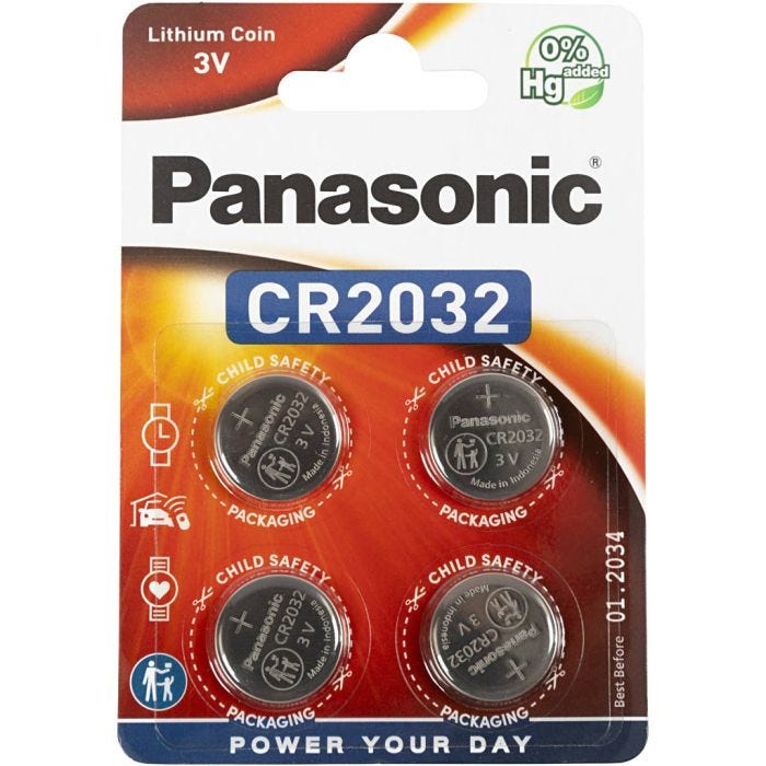 Batteri, nr. CR2032, 4 stk./ 1 pk.