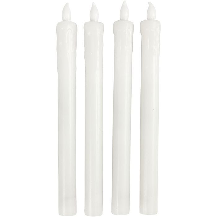 LED Stearinlys, H: 24,5 cm, dia. 20 mm, 4 stk./ 1 pk.