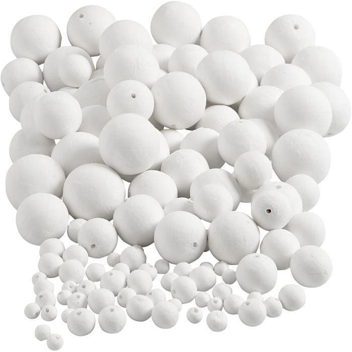 Kuler, dia. 12+15+20+30+40+50 mm, hvit, 240 stk./ 1 pk.