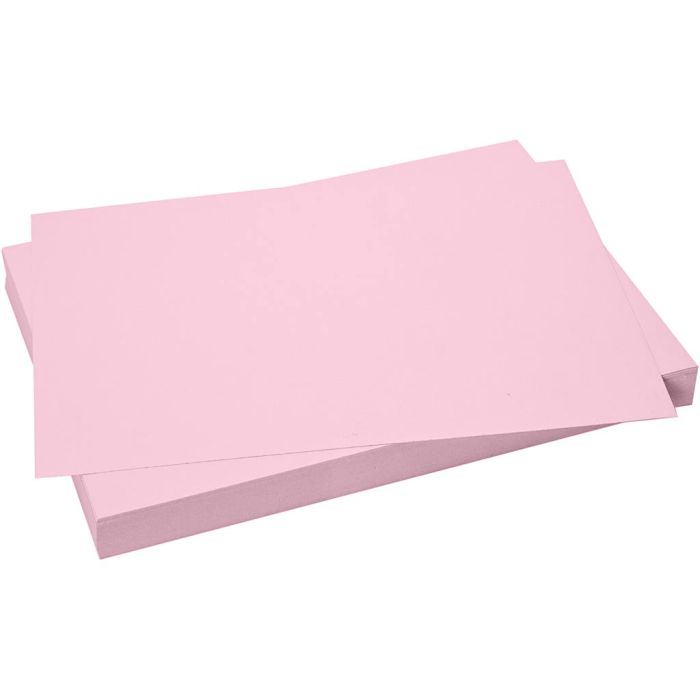 Kartong, ark 50x70 cm, str. 50x70 cm, 270 g, lys pink, 100 ark/ 1 pk.