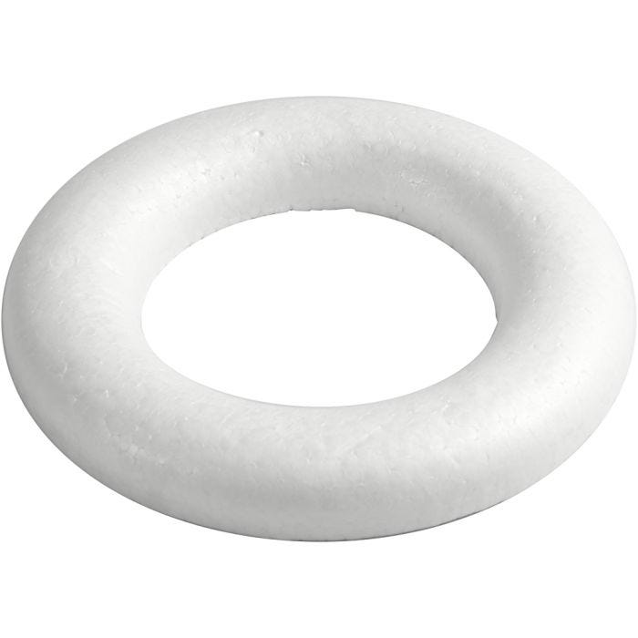 Ring med flat bakside, 20 cm, 25 mm, hvit, 1 stk.