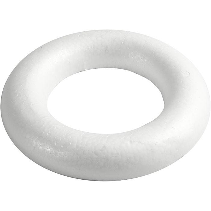 Ring med flat bakside, 25 cm, 30 mm, hvit, 1 stk.