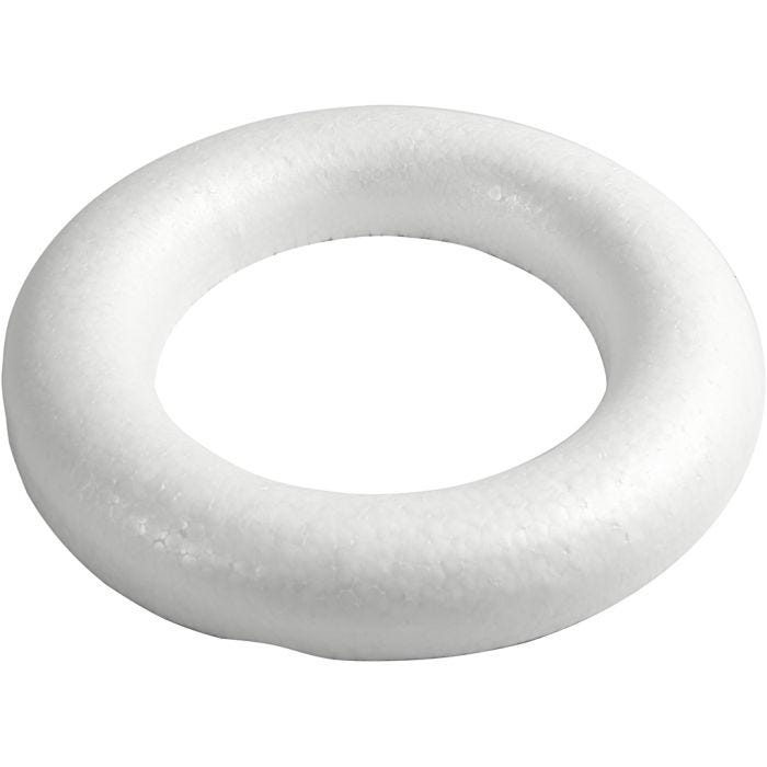 Ring med flat bakside, str. 30 cm, tykkelse 40 mm, hvit, 1 stk.