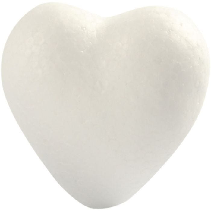 Hjerte, H: 6 cm, D: 3 cm, B: 6 cm, hvit, 5 stk./ 1 pk.