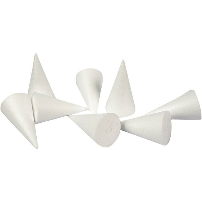 Kjegle, H: 11 cm, dia. 5,5 cm, hvit, 50 stk./ 1 pk.