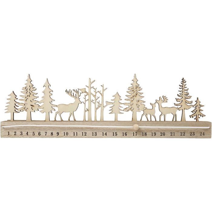 Julekalender nedtelling, H: 12 cm, L: 40 cm, B: 3,6 cm, 1 stk.