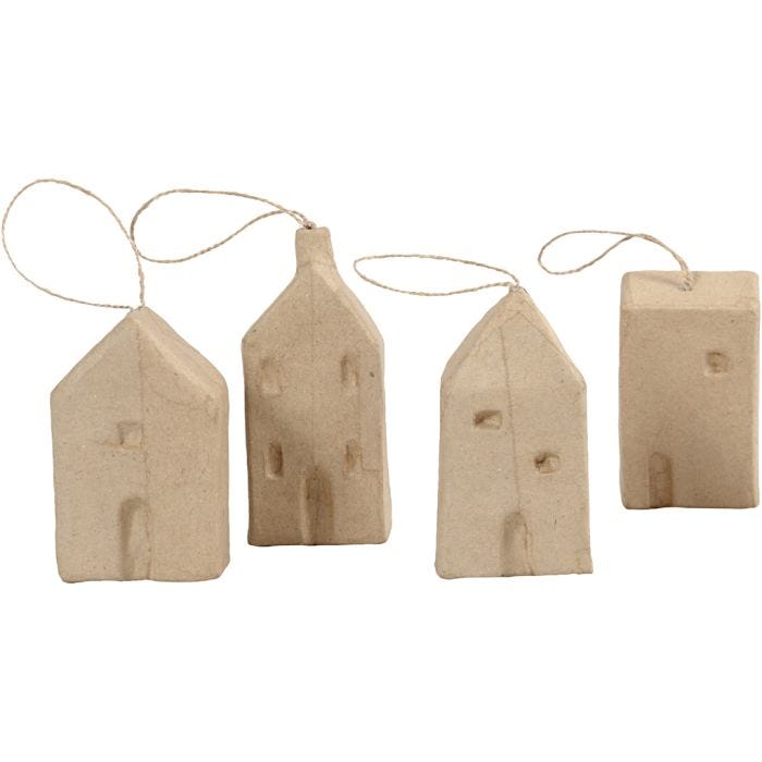 Hus, H: 9,5-12 cm, L: 5,5-6,5 cm, B: 3 cm, 4 stk./ 1 pk.