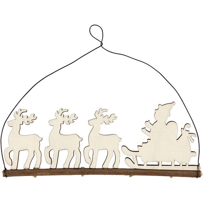 Juleoppheng, slede med reinsdyr, 8 cm, 0,5 cm, 22 cm, 1 stk.