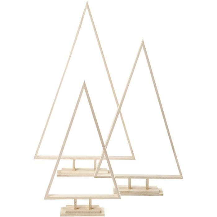 Juletre, H: 40+50+60 cm, B: 22,5+29+35 cm, 3 stk./ 1 pk.