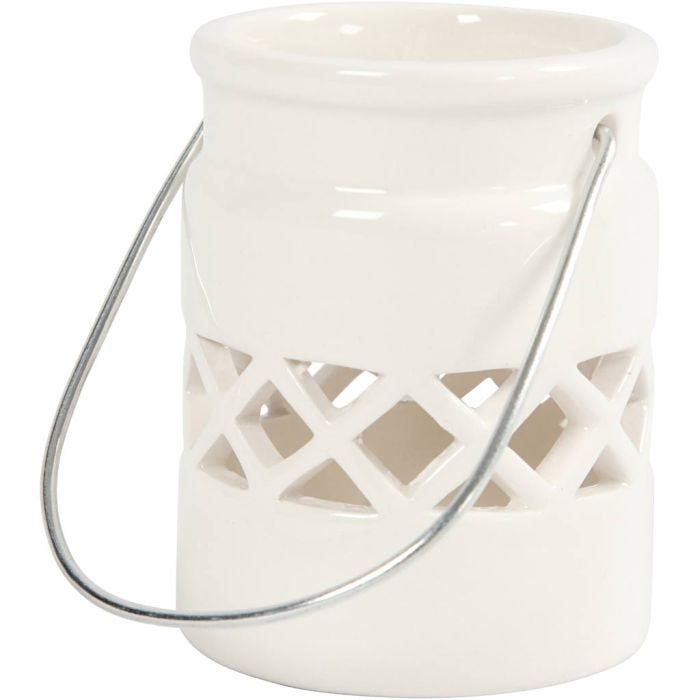 Lanterne, H: 8 cm, dia. 6,2 cm, hvit, 6stk./ 1 pk.