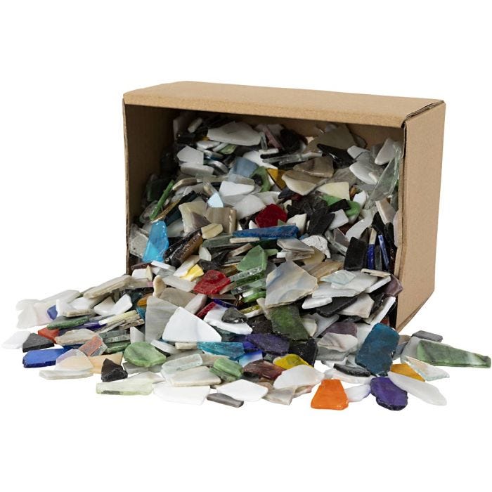 Mosaikk, str. 8-20 mm, tykkelse 2-3 mm, Innhold kan variere , ass. farger, 2 kg/ 1 pk.