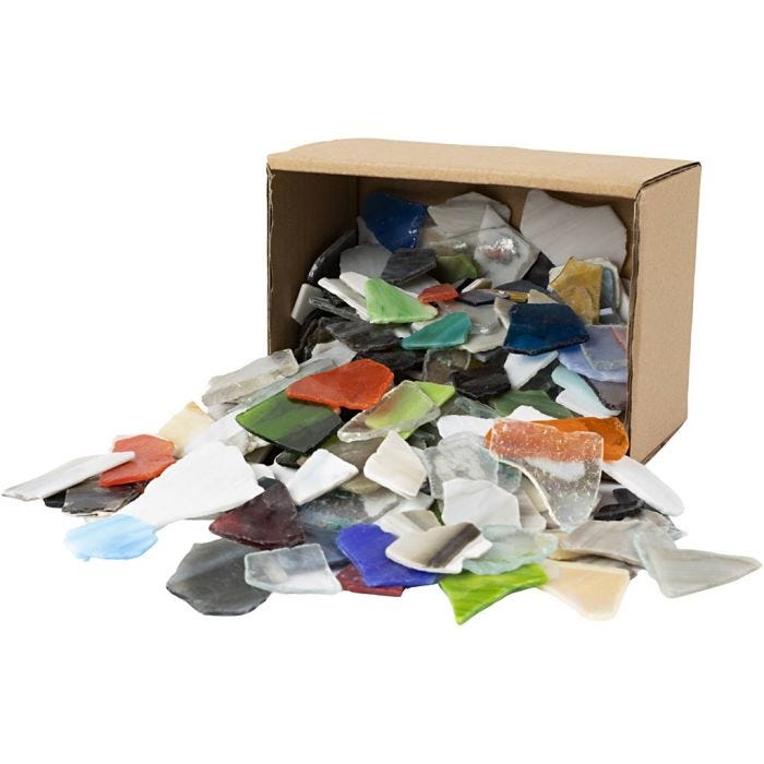Mosaikk, str. 15-60 mm, tykkelse 5 mm, Innhold kan variere , ass. farger, 2 kg/ 1 pk.