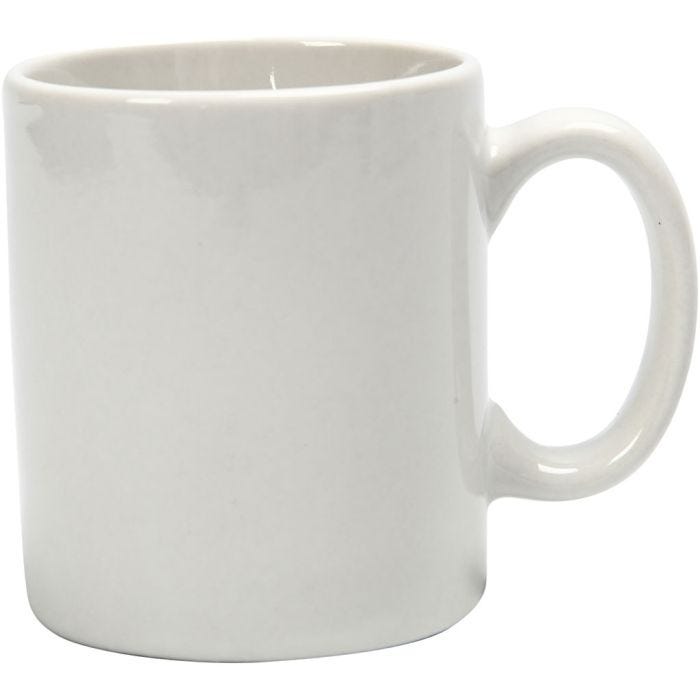 Krus, H: 7 cm, dia. 6 cm, 120 ml, hvit, 1 stk.