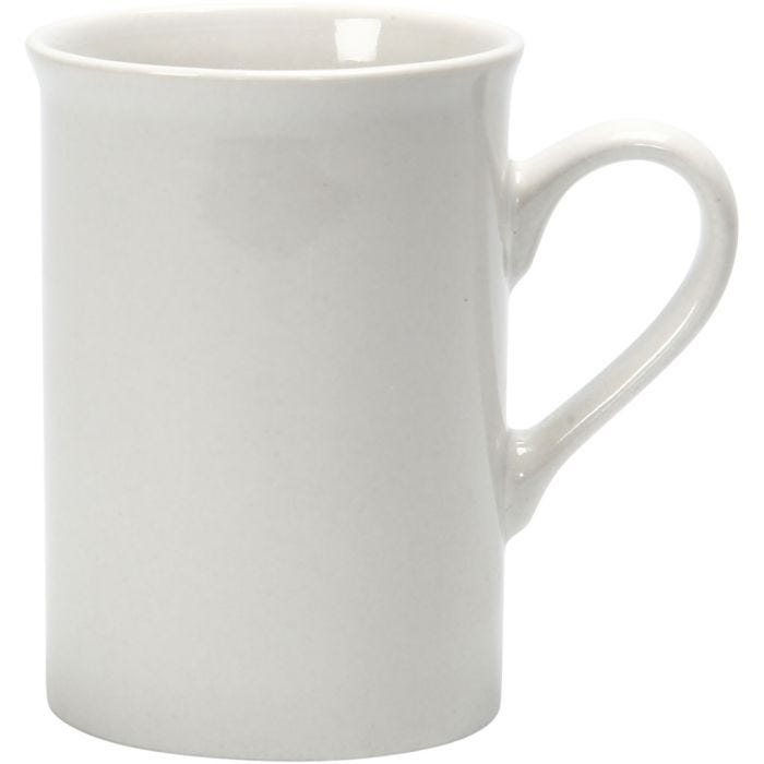 Krus, H: 10 cm, dia. 7,4 cm, 245 ml, hvit, 1 stk.