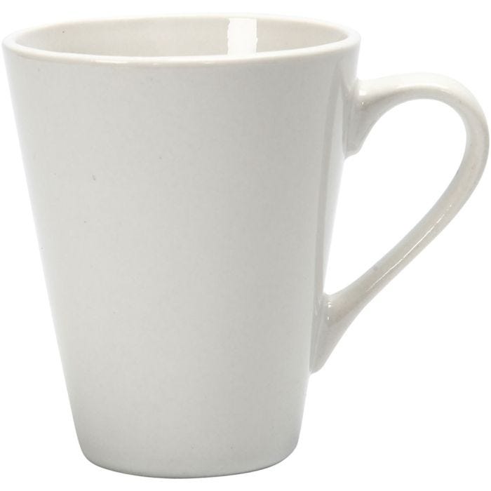 Krus, H: 10 cm, dia. 5-8 cm, 250 ml, hvit, 12 stk./ 1 pk.