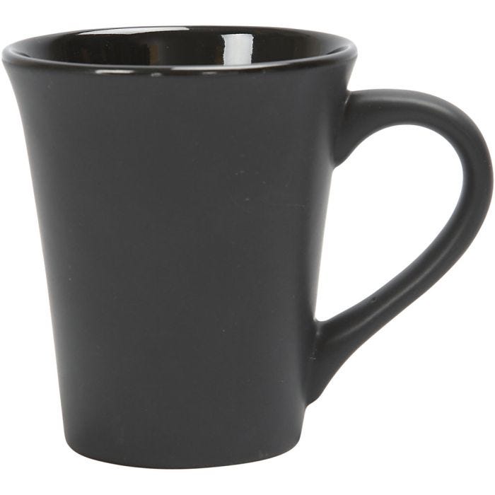Krus, H: 10 cm, dia. 5,9-8,7 cm, 300 ml, svart, 12 stk./ 1 pk.