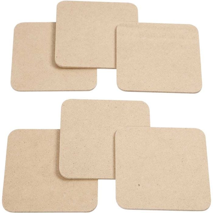 Brikke, str. 10x10 cm, tykkelse 3 mm, 6 stk./ 1 pk.