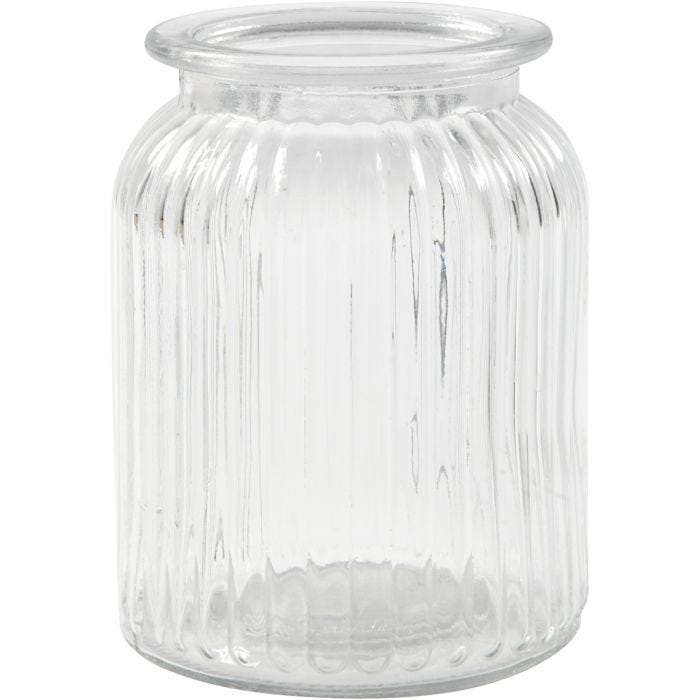 Glasskrukke, H: 14,5 cm, dia. 11 cm, hullstr. 7 cm, 6 stk./ 1 pk.