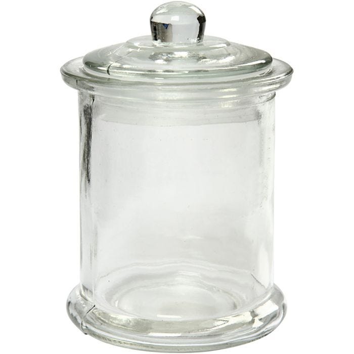 Krukke med lokk, H: 14,5 cm, dia. 8 cm, 10 stk./ 1 pk.