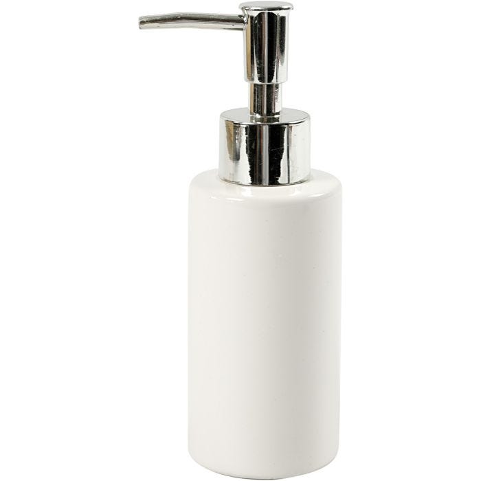 Såpedispenser, H: 16,5 cm, dia. 5,5 cm, 150 ml, hvit, 1 stk.