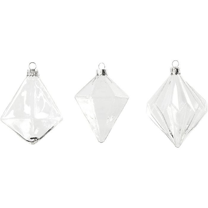 Glasskuler, H: 9,6+9,8+10,5 cm, dia. 7+7,9+8 cm, transparent, 3 stk./ 1 pk.