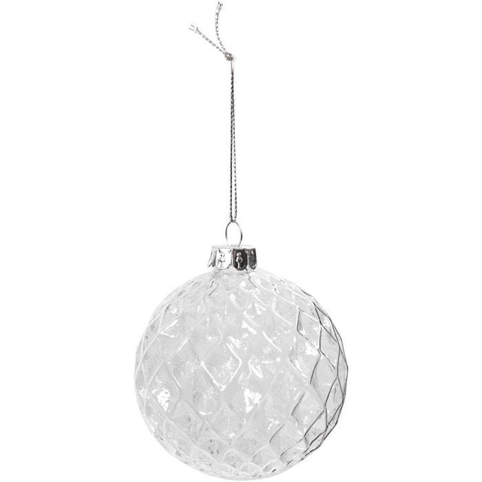 Facettslipt glasskule, dia. 7,8 cm, transparent, 4 stk./ 1 pk.
