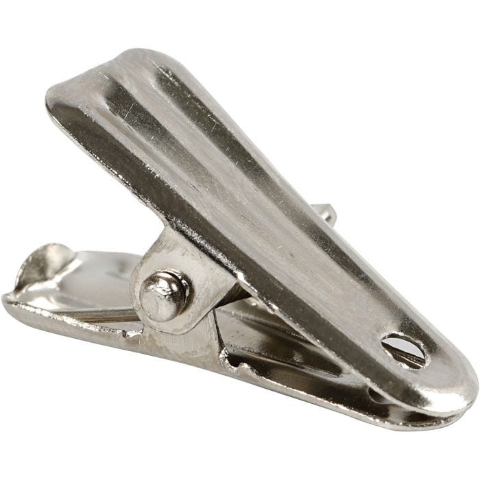 Dekorationsklips, L: 27 mm, B: 14 mm, sølv, 10 stk./ 1 pk.