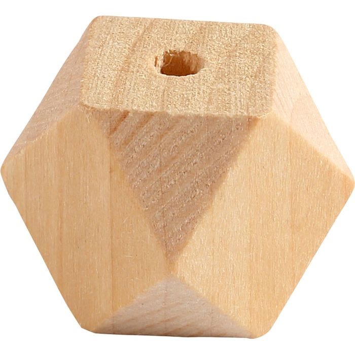 Facettslipt treperle, B: 20 mm, hullstr. 3 mm, 6 stk./ 1 pk.