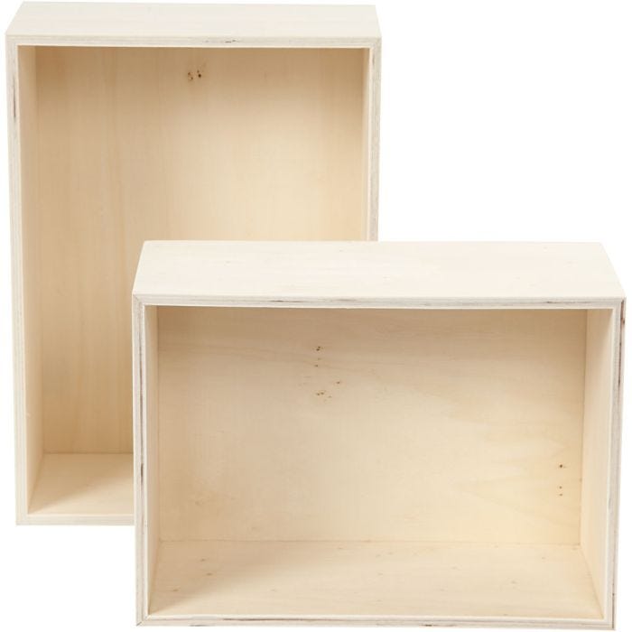 Oppbevaringskasser, rektangel, H: 27+31 cm, D: 12,5 cm, B: 19,5+22,5 cm, 2 stk./ 1 sett