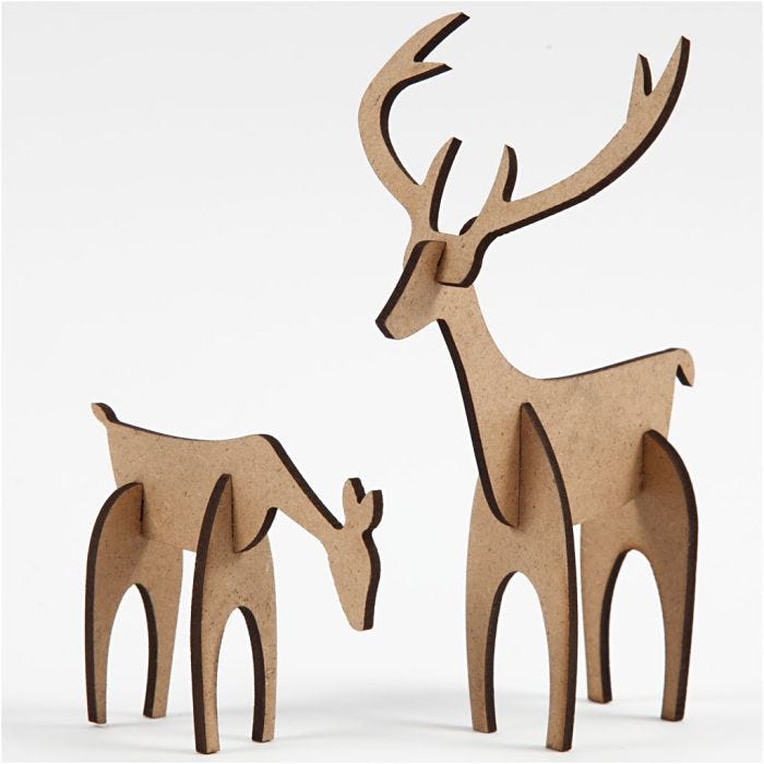 Hjort og hind, 5+12,5 cm, 6,5+8 cm, 1 sett
