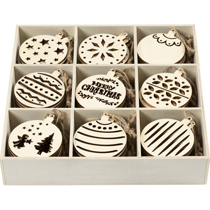 Julepynt, str. 7-9 cm, tykkelse 4 mm, 90 stk./ 1 pk.