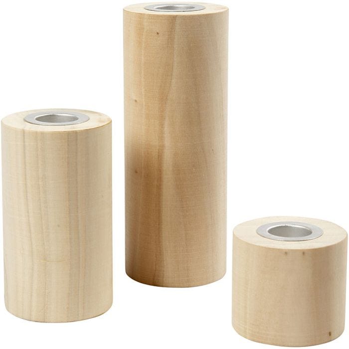 Lysestaker, H: 14,5+9+6,5 cm, hullstr. 2,3 cm, 3 stk./ 1 pk.