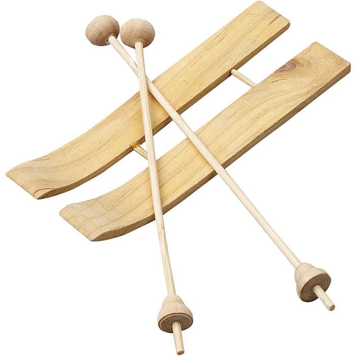 Ski med staver, str. 11x3,8 cm, 3 par/ 1 pk.