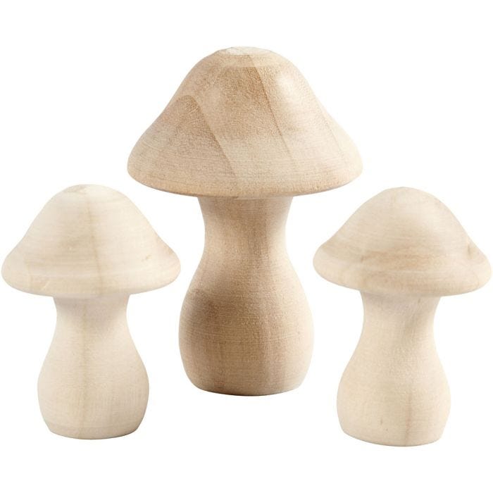 Sopp, dia. 3,3+4,5 cm, str. 4,5+6,5 cm, 3 stk./ 1 pk.