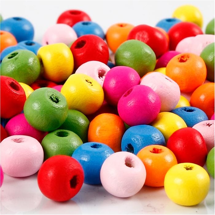 Treperler, dia. 8 mm, hullstr. 1,5-2 mm, ass. farger, 16 g/ 1 pk.