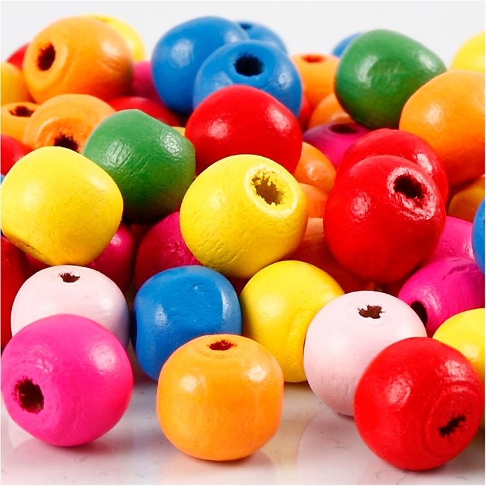 Treperler, dia. 10 mm, hullstr. 2,5-3 mm, ass. farger, 22 g/ 1 pk.