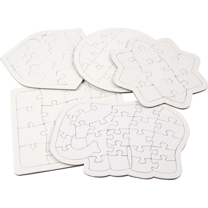 Puslespill, str. 17-21 cm, hvit, 10 stk./ 1 pk.