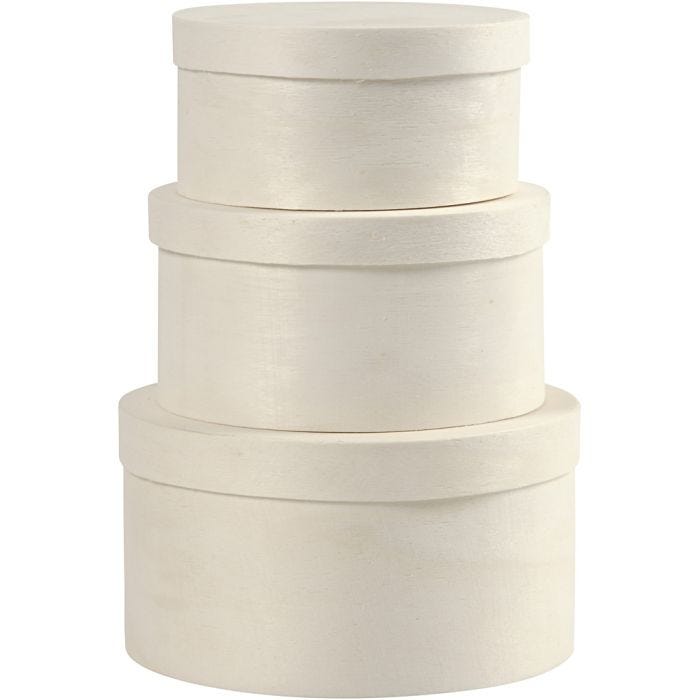 Rund sponeske, H: 5,4+6,5+7,3 cm, dia. 10+11+13 cm, 3 stk./ 1 sett