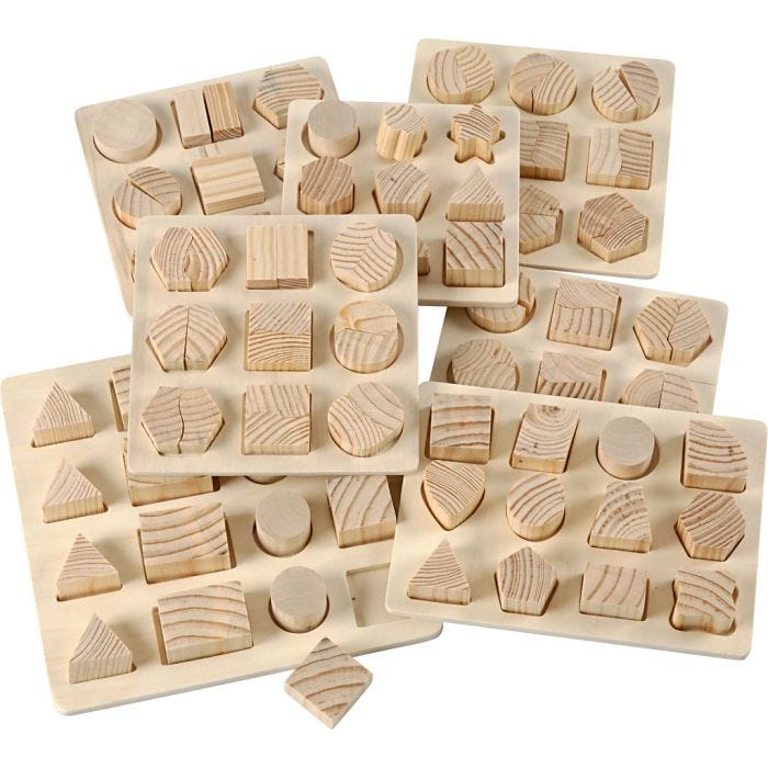 Puslespill, str. 12,5x12,5-19,5x19,5 cm, 7 stk./ 1 pk.