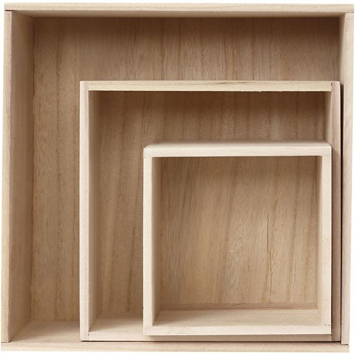Oppbevaringskasser, kvadratisk, H: 15x15+21,5x21,5+28x28 cm, D: 12,5 cm, 3 stk./ 1 sett