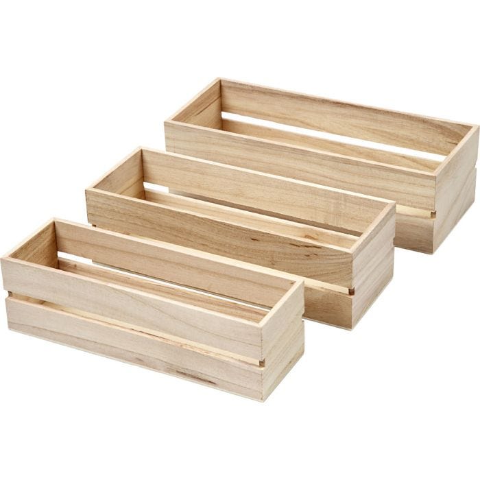 Trekasse, H: 6,5+7+7,5 cm, L: 22+23,5+25 cm, B: 7+8,5+10 cm, 3 stk./ 1 sett