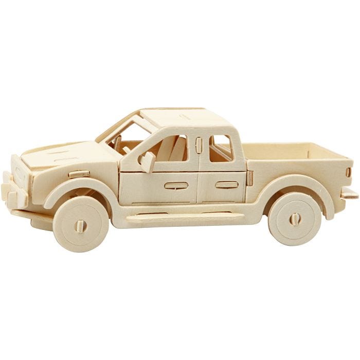 3D konstruksjonsfigur, pickup lastebil, 19,5x8x12 cm, 1 stk.