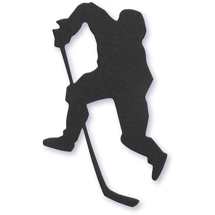 Kartongmerke, ishockeyspiller, str. 54x64 mm, svart, 10 stk./ 1 pk.