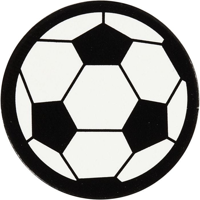 Kartongmerke, fotball, dia. 25 mm, hvit/sort, 20 stk./ 1 pk.